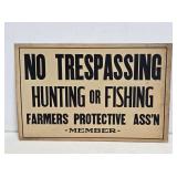 NOS 1930's Farmers Protective No Trespassing Sign