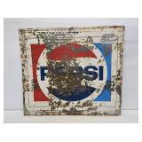 1970's Pepsi Painted Embossed Metal Sign