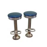 (2) 1950's Soda Fountain Stools with Chrome Bases