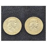 (2) 1952 Franklin Silver 1/2 Dollars
