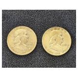 (2) 1951 Franklin Silver 1/2 Dollars