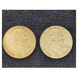 (2) 1951 Franklin Silver 1/2 Dollars