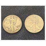 1943 & 1946 Walking Liberty Silver 1/2 Dollars