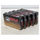 (5) Wolf Gold .223 Rem Ammo 20 Ct. Boxes