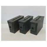 3 Metal Military Ammo Boxes