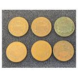 6 Union Shield 2 Cent Coins