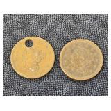 2 US Large 1 Cent Pieces