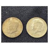 (2) 1964 Kennedy Silver 1/2 Dollars