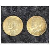 (2) 1964 Kennedy Silver 1/2 Dollars