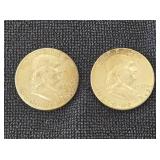 (2) 1960 Franklin Silver 1/2 Dollars