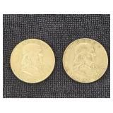 (2) 1963 Franklin Silver 1/2 Dollars