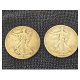 (2) 1945 Walking Liberty Silver 1/2 Dollars