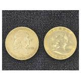 (2) 1952 Franklin Silver 1/2 Dollars