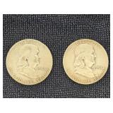 (2) 1954 Franklin Silver 1/2 Dollars