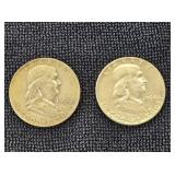 (2) 1954 Franklin Silver 1/2 Dollars