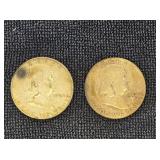 (2) 1954 Franklin Silver 1/2 Dollars