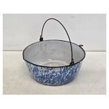 Early Blue & White Granite Pot with Pour Spout