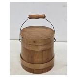 Small Wooden Firkin Sugar Bucket with Lid & Bail