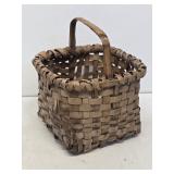 Primtive Woven Basket with Split Wood Handle
