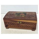 Vintage Cedar Decorated Jewelry Box