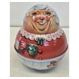 1981 Bristol Ware Roly Poly Mrs. Claus Metal Tin