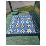 Hand-Stitched Blue & White Quilt