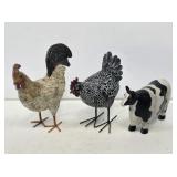 Primitive Chicken & Cow Figurines