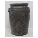 T.F Reppert Blue Decorated Stoneware Churn