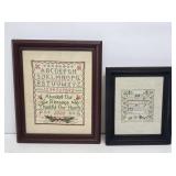2 Framed Needlepoint Samplers