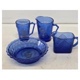 Early Blue Shirley Temple Glass Items