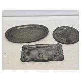 3 Small Pewter Trays