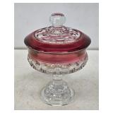 Kings Crown Glass Candy Dish with Lid