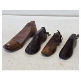 4 Primitive Wooden Shoe Molds