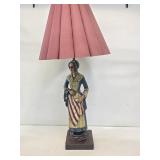 Large Carved Wooden Betsy Ross Table Lamp