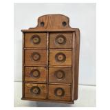 Primitive Wooden 8 Drawer Spice Cabinet