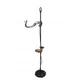 Ornate Iron Floor Lamp with Brass Ash Trays