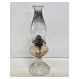 Ornate Glass Oil Lamp with Chimney