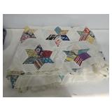Hand-Stitched Star Pattern Quilt Top