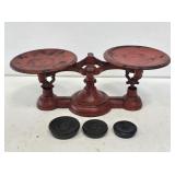 Cast Iron Balance Scale with Weights