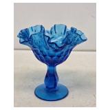 Blue Glass Pedestal Compote