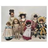 7 Porcelain Dolls with Stands