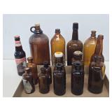 Assorted Amber Glass Bottles