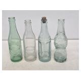 4 Early Glass Soda Bottles