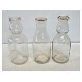 3 Glass 1 Quart Milk Bottles