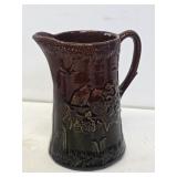Brown Glazed Pitcher with Bird Motif