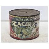 Rare NOS Peacock Coffee Advertising Tin