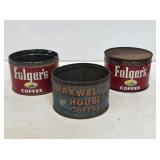 (3) 1lb Coffee Advertising Tins
