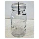 1 Quart Lightning Fruit Jar with Glass Lid