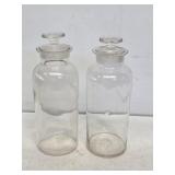2 Large Glass Apothecary Jars with Ground Stoppers