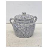 Stoneware Spongeware Cookie Jar with Lid